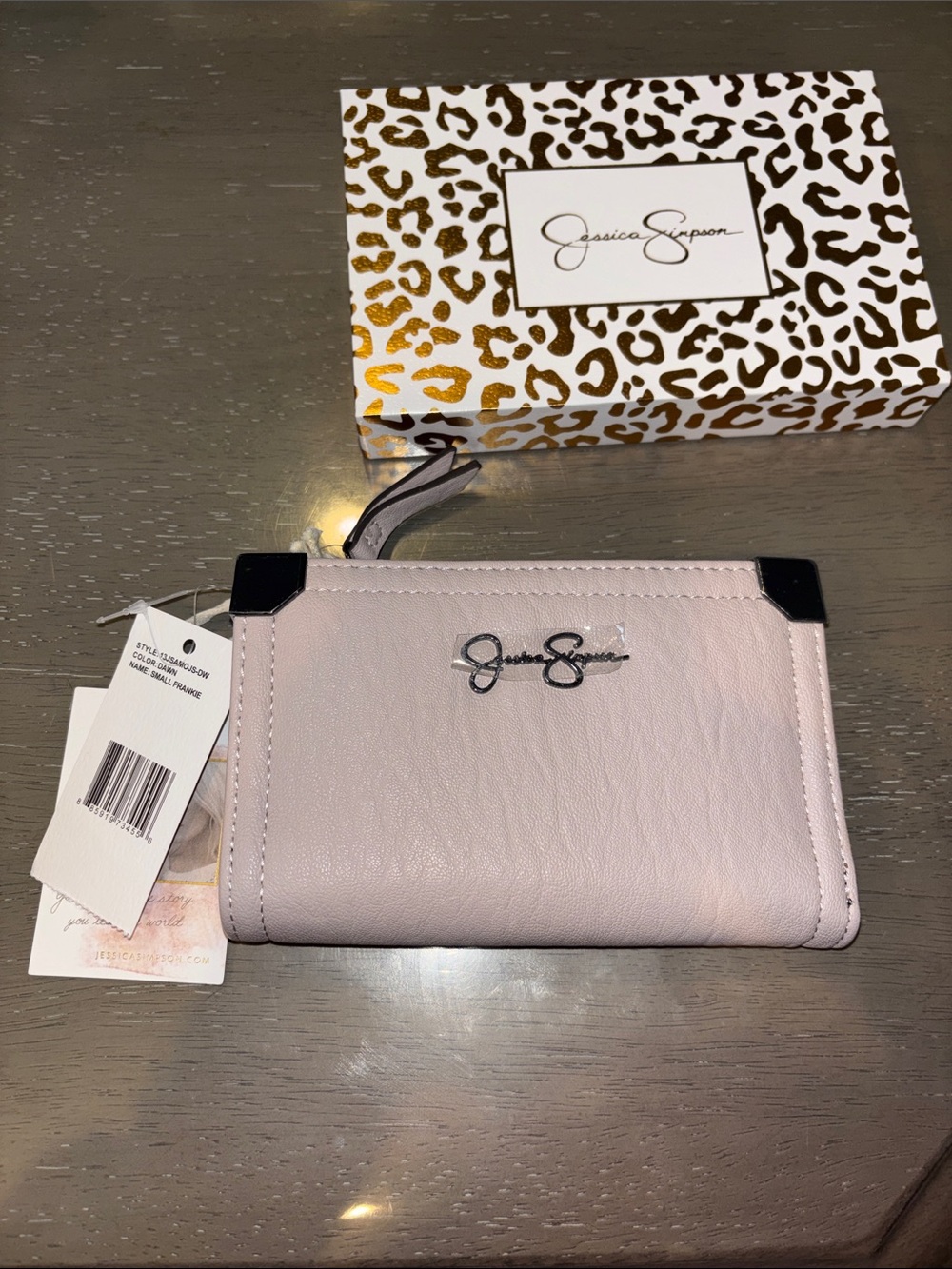 Jessica Simpson Light Blush Pink Zip-Around Wallet with Corner Accents